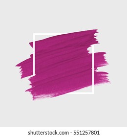 Logo brush painted watercolor background. Art abstract brush paint texture design acrylic stroke over square frame vector illustration. Perfect design for headline and sale banner. 