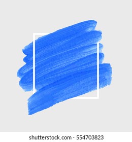 Logo brush painted watercolor background. Art abstract brush paint texture design acrylic stroke over square frame vector illustration. Perfect design for headline and sale banner. 