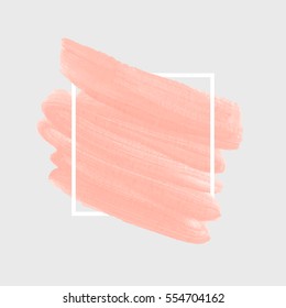 Logo brush painted watercolor background. Art abstract brush paint texture design acrylic stroke over square frame vector illustration. Perfect design for headline and sale banner. 