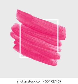 Logo brush painted watercolor background. Art abstract brush paint texture design acrylic stroke over square frame vector illustration. Perfect design for headline and sale banner. 