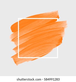 Logo brush painted watercolor background. Abstract brush paint texture design acrylic stroke poster over square frame vector illustration. Perfect design for headline, logo and sale banner. 