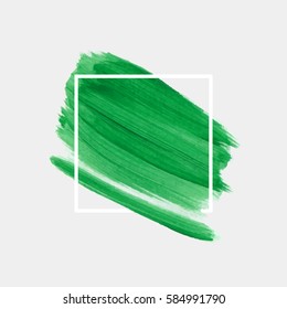 Logo brush painted watercolor background. Abstract brush paint texture design acrylic stroke poster over square frame vector illustration. Perfect design for headline, logo and sale banner. 