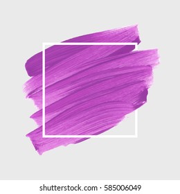 Logo brush painted watercolor background. Abstract brush paint texture design acrylic stroke poster over square frame vector illustration. Perfect design for headline, business card and sale banner. 