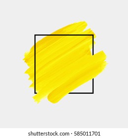 Logo brush painted watercolor background. Abstract brush paint texture design acrylic stroke poster over square frame vector illustration. Perfect design for headline, logo and sale banner. 