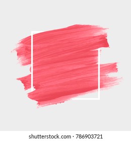 Logo brush painted watercolor background. Art abstract brush paint texture design acrylic stroke poster over square frame vector illustration. Perfect design for headline, logo and sale banner. 