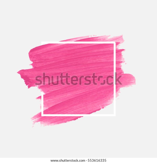 Logo brush painted watercolor background. Art abstract\
brush paint texture design acrylic stroke over square frame vector\
illustration. Perfect design for headline and sale banner.\
