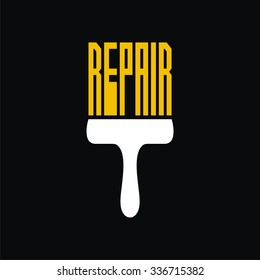 logo with brush for painting. Vector logo. Label design. Vector Illustration.