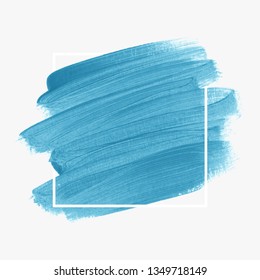 Logo brush stroke painted watercolor background vector over square frame. Perfect design for headline and sale banner. 