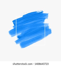 Logo brush stroke painted watercolor background vector over square frame. Perfect design for headline and sale banner. 