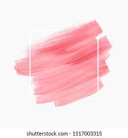 Logo brush stroke painted watercolor background vector over square frame. Perfect make-up design for any creative ideas.