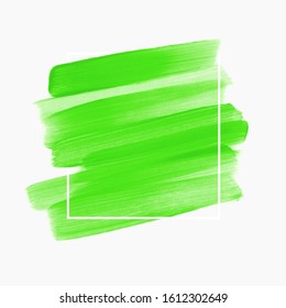 Logo brush stroke painted watercolor background vector over square frame. Perfect design for any creative ideas.