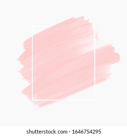 Logo brush stroke painted watercolor background vector over square frame. Perfect make-up design for any creative ideas.