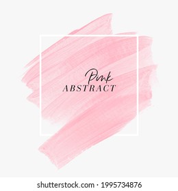 Logo brush stroke painted watercolor background vector over square frame. Perfect makeup design for headline and shop banner. 