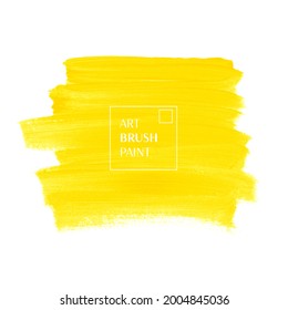 Logo brush watercolor paint background vector. Perfect design for headline and sale banner. Sunny yellow art poster.