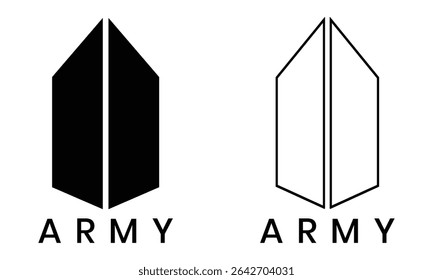 Logo BTS ,Bangtan Boys ,army ,kpop logo ,bts logo ,simple design ,new logo on white background, Vector illustration.