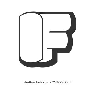 Logotipo IF, bolhas de letras cômicas, arredondado em estilo graffiti silhueta preto e branco. Trendy pré-escola I e F carta texto para festa do festival, iniciais pessoais, crianças funky impressão e web.