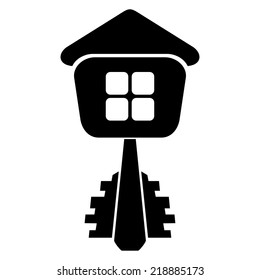Logo of the builder, house key isolated on white background. Vector illustration. 