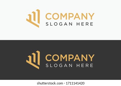 logo for building company with chart marketing concept