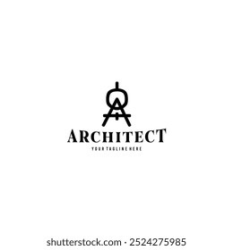 Logotipo para la construcción de edificios, con el símbolo del término de un arquitecto