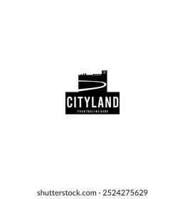 Logo for building construction and repair services, with cityscape symbols