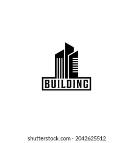 logo for building or building construction with simple building illustration