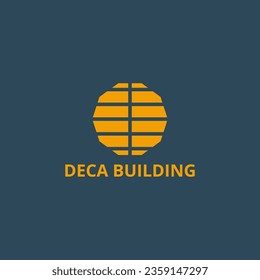 The logo of a building with a decagon shape.