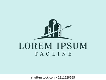 logo building design combination logo plane
