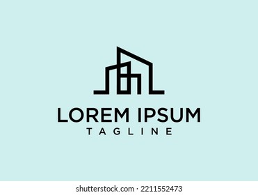 logo building design monoline art design modern 