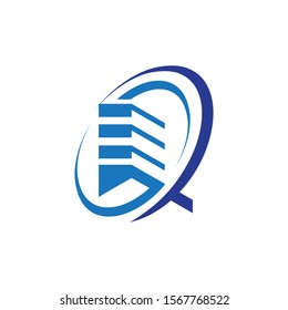 logo building letter R circle vector