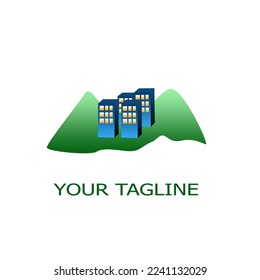 logo of a building located on a green hill