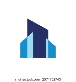Logo building or skyscrapers blue unique design with blank background