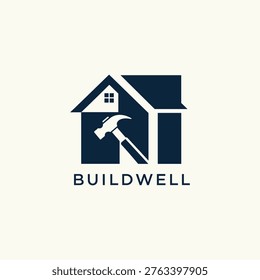 Logo of Buildwell with house and hammer