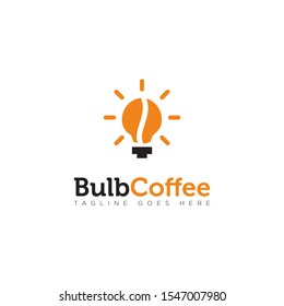 logo bulbcoffe, with light of bulb and coffee bean vector