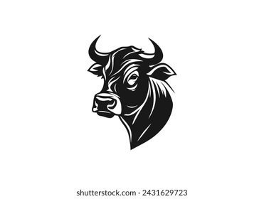 Logo of bull or cow head icon vector silhouette isolated design