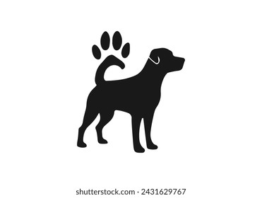 Logo of Bull dog icon vector silhouette isolated design with paw icon