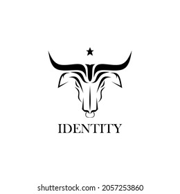 logo, bull head silhouette symbol with star