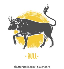 Logo of bull on a white background. Coat of arms, heraldry, emblem, symbol design elements.