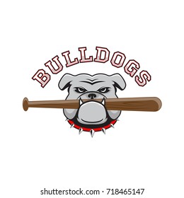 Logo bulldog with a baseball bat in the teeth