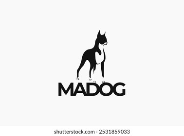 Logotipo Bulldog silhueta em pé design de modelo criativo