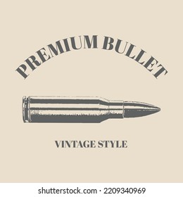 Logo Bullet Vintage Hand Draw Gun Bullet Template Isolated Vector Illustration Retro Style Template Design