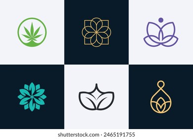 Logo Paket von minimalistischer Blume