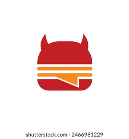 Logo burger devil red spicy with blank background