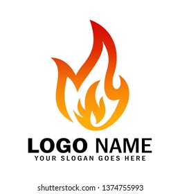 Logo burning symbol of fire, flame vector logo
