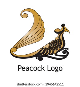 Logo burung merak berwarna emas sangat elegan dan mewah cocok untuk logo sebuah perusahaan