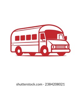 Un logotipo del diseño aislado de la silueta del bus vectorial del bús escolar