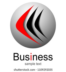 Logo business 3D dynamic shapes, black and red vector symbol.