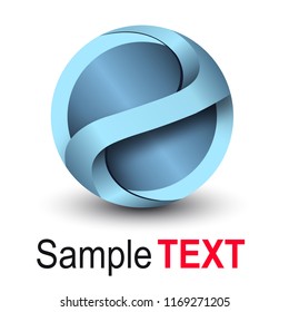 Logo business 3D sphere, blue vector symbol.