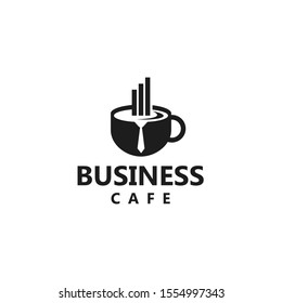 logo business cafe, with cup chart and tie vector