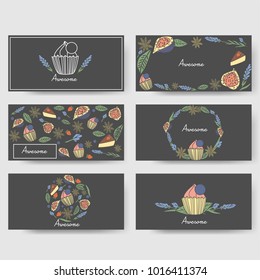 Logo and business card for the cook.Figs, cake, lavender, baden.