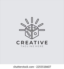 Logo and business card template with dice sign. Vector illustration 